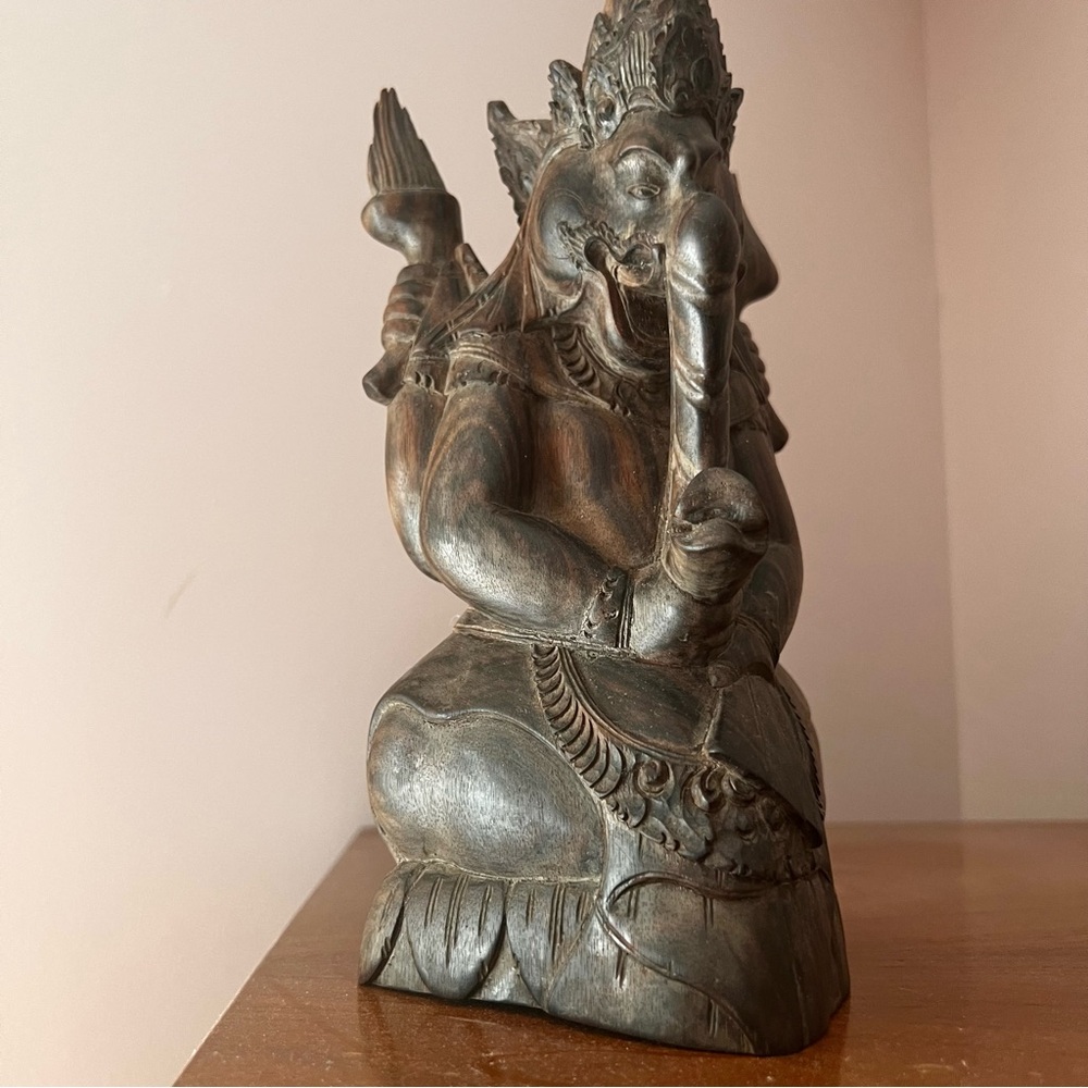 Balinese Hand Carved Wooden Vintage / Antique Ganesh Statue 10”